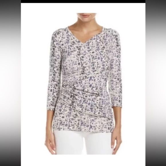 CAbi womens #262 By The Shore Double Drape Animal Print Long Sleeve Top - Picture 1 of 6